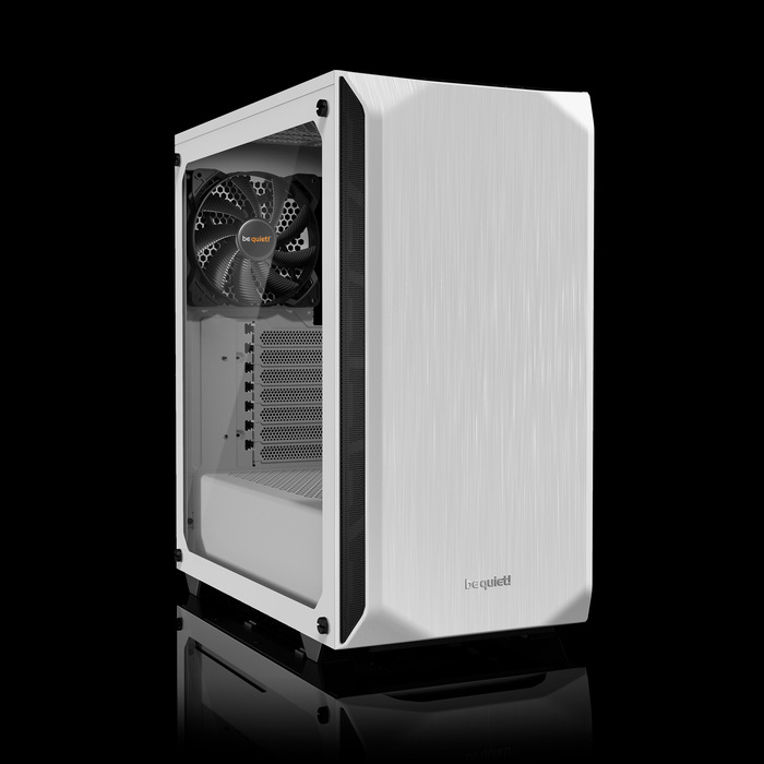 Weißes Gehäuse mit Glaswand